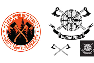 design vintage outdoor woodwork axes logo