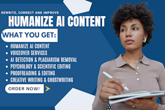 humanize ai content, rewrite ai content editing, proofreading, book editing