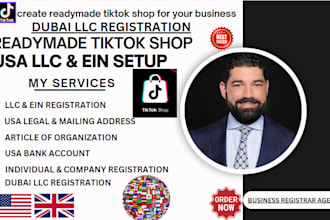 setup tiktok shop, ein, ecommerce marketing us llc registration, dubai llc reg