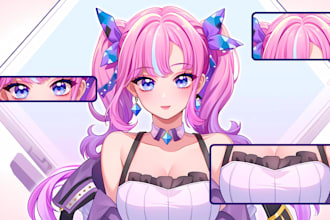 draw high quality anime illustration vtuber model in anime style