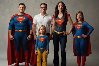 make a family superhero portraits for you