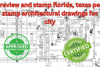 review and stamp florida, texas pe stamp architectural drawings for city