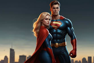 draw amazing couple superhero character