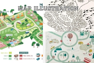 create isometric map illustration 2d vector map infographic design event map