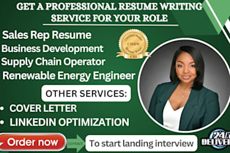 write sales representative, supply chain operator, and solar specialist resume