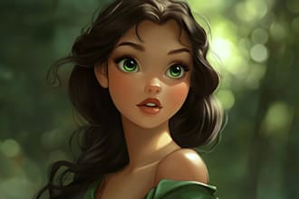 do a portrait in semi realism disney cartoon style