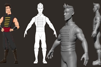 convert 2d to 3d custom full body character model from picture for 3d printing