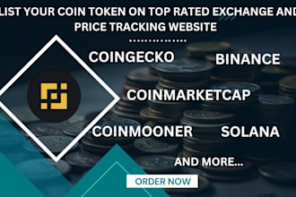 list your coin token on top exchanges and price tracking websites