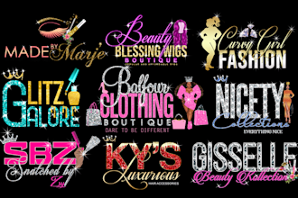 do glitter title logo for comics, movies, saloons, beauty, hair extensions, nail