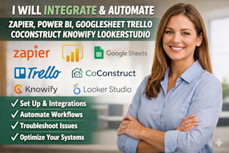 integrate zapier, power bi, googlesheet trello coconstruct knowify lookerstudio