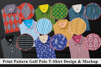 create print pattern golf polo t shirt design within 24 hours