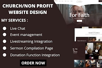build church website, ministry website, non profit website, and donation website