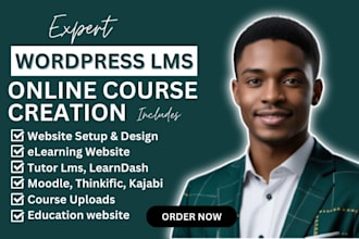 build and design wordpress lms website with learndash, tutor lms, lifter lms