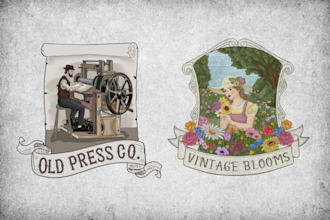 do custom hand drawn vintage retro logo design