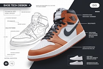 design shoes footwear handbag tote and sneakers with tech pack for manufacture