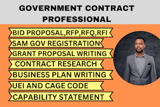 respond to rfp rfq, contract research, write bid proposal, government contract