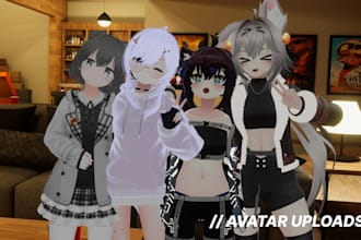 custom vrchart avatar, 3d model, vrc character, furry vrchart outfits, avi unity