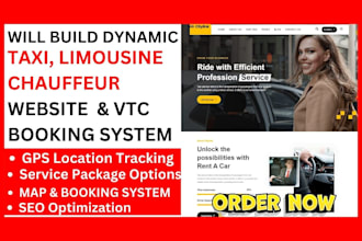 build taxi booking website chauffeur website vtc taxi website limousine website