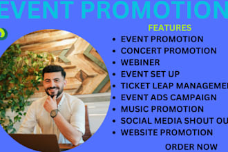 do event planing and management, eventbrite marketing, and ticket sales, webine