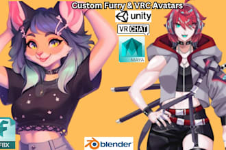 custom vrchat avatar 3d model furry avatar fursona vtuber pngtuber nsfw and sfw