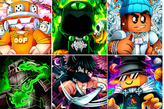 illustrate roblox profile cartoon for you