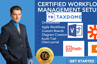 setup workflow management kantata uipath nifty favro visio zapier taxdome