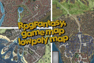 do rpg map,dnd map, fantasy map, rpg fantasy,map animation, low poly vector map
