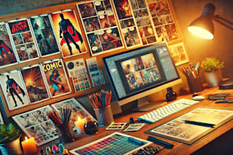 write your comic book script, comic story,strip,comic book writer, illustration