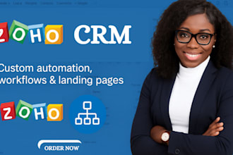 integrate zoho CRM, zoho desk and backstage automation, zoho sites, landing page