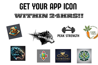design a modern and personalized app icon logo with source file