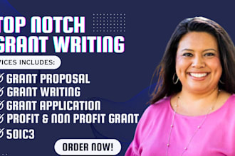 write grant proposal, application, business plan, and research pitch