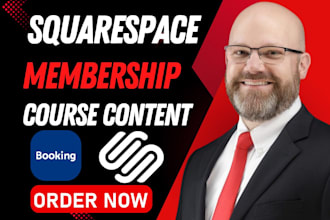 build squarespace membership business website  booking course content upload
