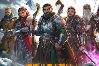 create fantasy character game concept for game or book