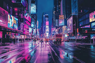 make your cyberpunk futuristic city illustration