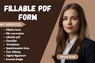 design fillable PDF form, checklist, worksheet, journal and questionnaire form