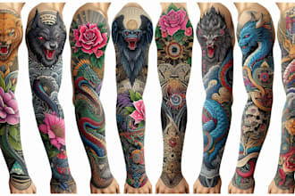 create custom tattoo design, tattoo sleeve
