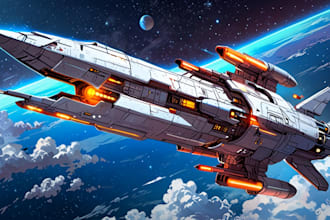design sci fi art, spaceship and illustration for you