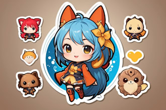 design exclusive logo with cute anime mascot, chibi