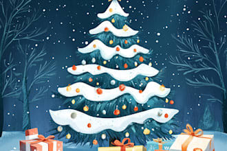 make christmas illustrations and cards for you