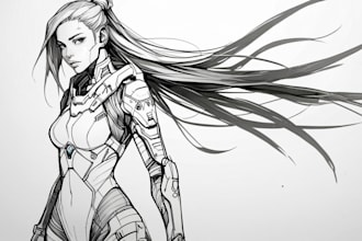 sketch of your character, sci fi fantasy, cyberpunk