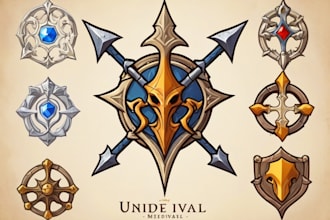 design unique medieval, fantasy, rpg, mmorpg game logo title