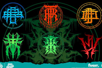 draw monogram band logo, music, metal, horror, hand drawn