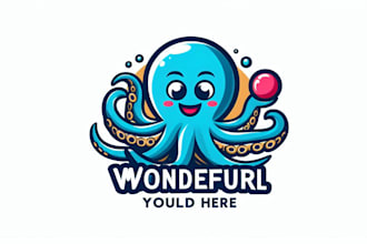 do wonderful octopus mascot logo design service for company name