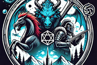 create a logo for sci fi, fantasy, rpg, or mmorpg game