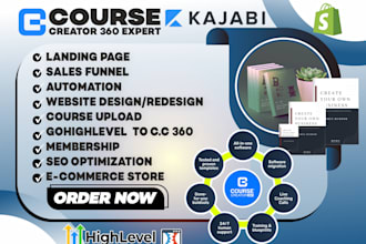 course creator 360 kajabi online course gohighlevel to cc360 sales funnel