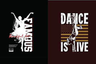 do hand drawn dance studio logo and t shirt design