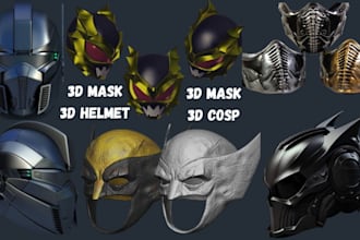 3d model mask 3d helmet, cosplay 3d mask oni mask pepakura model for 3d printing