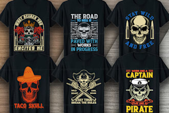 design a skull design for logo, mascot and t shirt for you