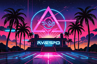 do retro synthwave pop neo sci fi cyberpunk arts and logo