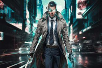 do cyberpunk scifi futuristic city or character no ai use